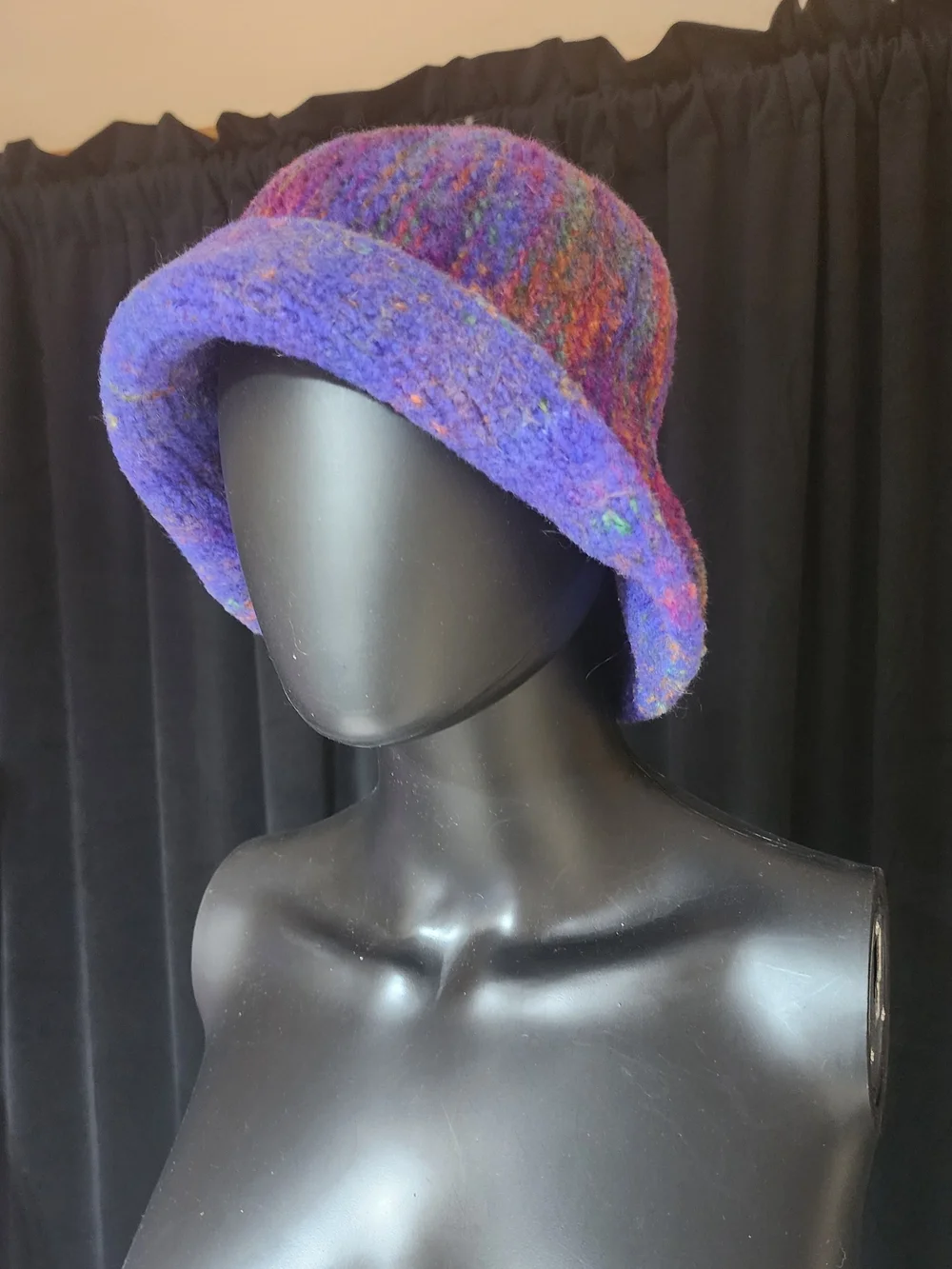 Vintage Psychedelic Wool Bucket Hat Multicolor Rainbow Knit - Picture 2 of 6